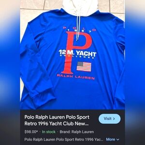 New Polo Sport Ralph Lauren Retro 1996 Yacht Club Hoodie Shirt Retails $159+
